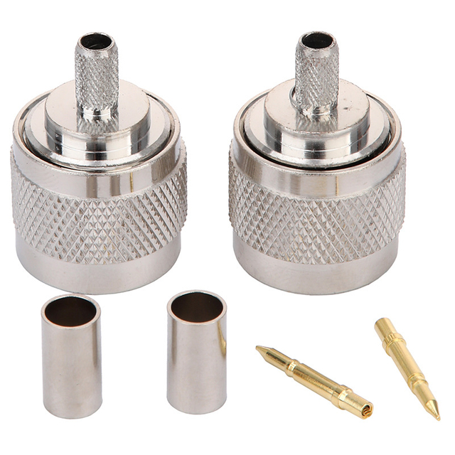 Konektor RF N-male, konektor antena crimp N jantan tipe-N, terhubung ke RG58/RG142
