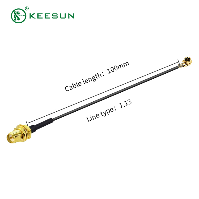 RF10053 | Penyambung Wanita RP-SMA ke I-PEX dengan Kabel Sepaksi hitam MI 1.13